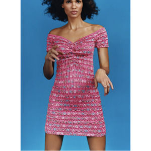 Zara Pink Off-Shoulder Mini Dress